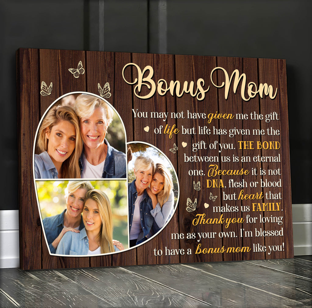 Personalized To My Bonus Mom Canvas Wall Art – Gift for Mom