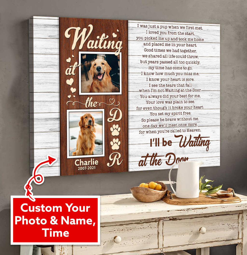 Personalized Waiting At The Door Pet Canvas Wall Art – Pet Memorial Gift