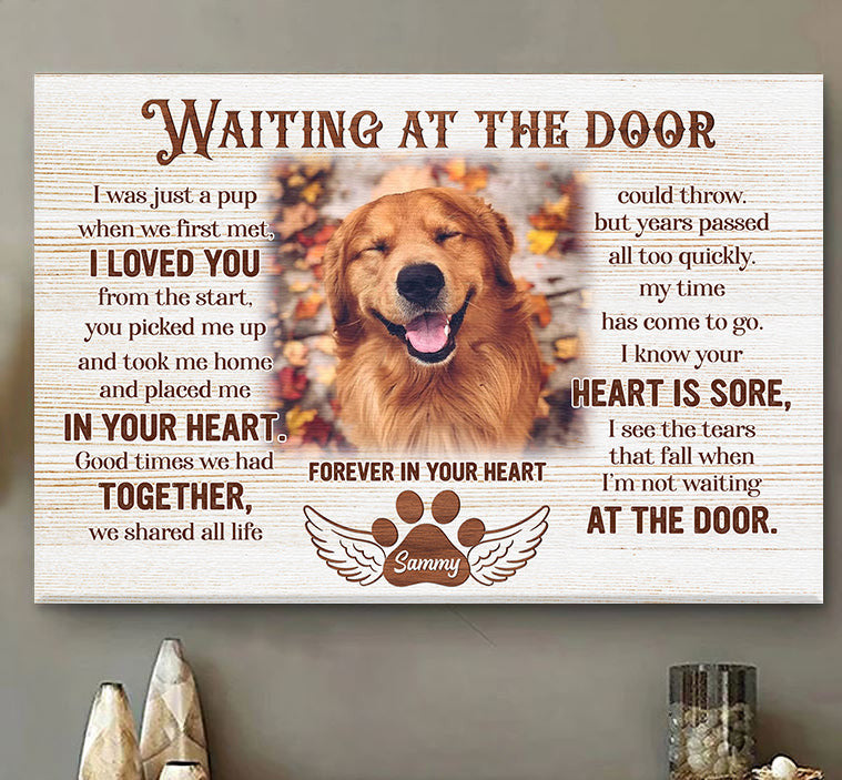 Personalized Waiting At The Door I Loved You Canvas Wall Art – Pet Memorial Gift