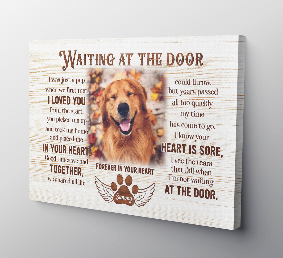 Personalized Waiting At The Door I Loved You Canvas Wall Art – Pet Memorial Gift