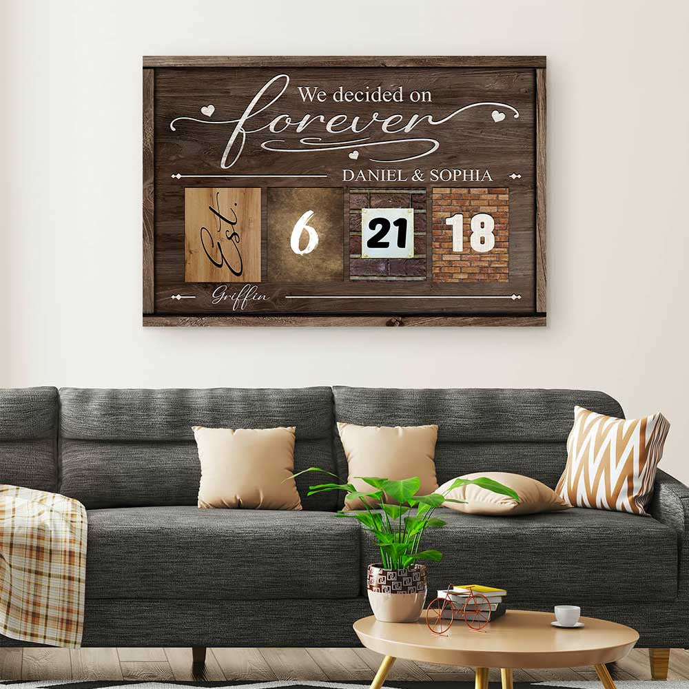 Personalized We Decided On Forever Canvas Wall Art – Couple Gift