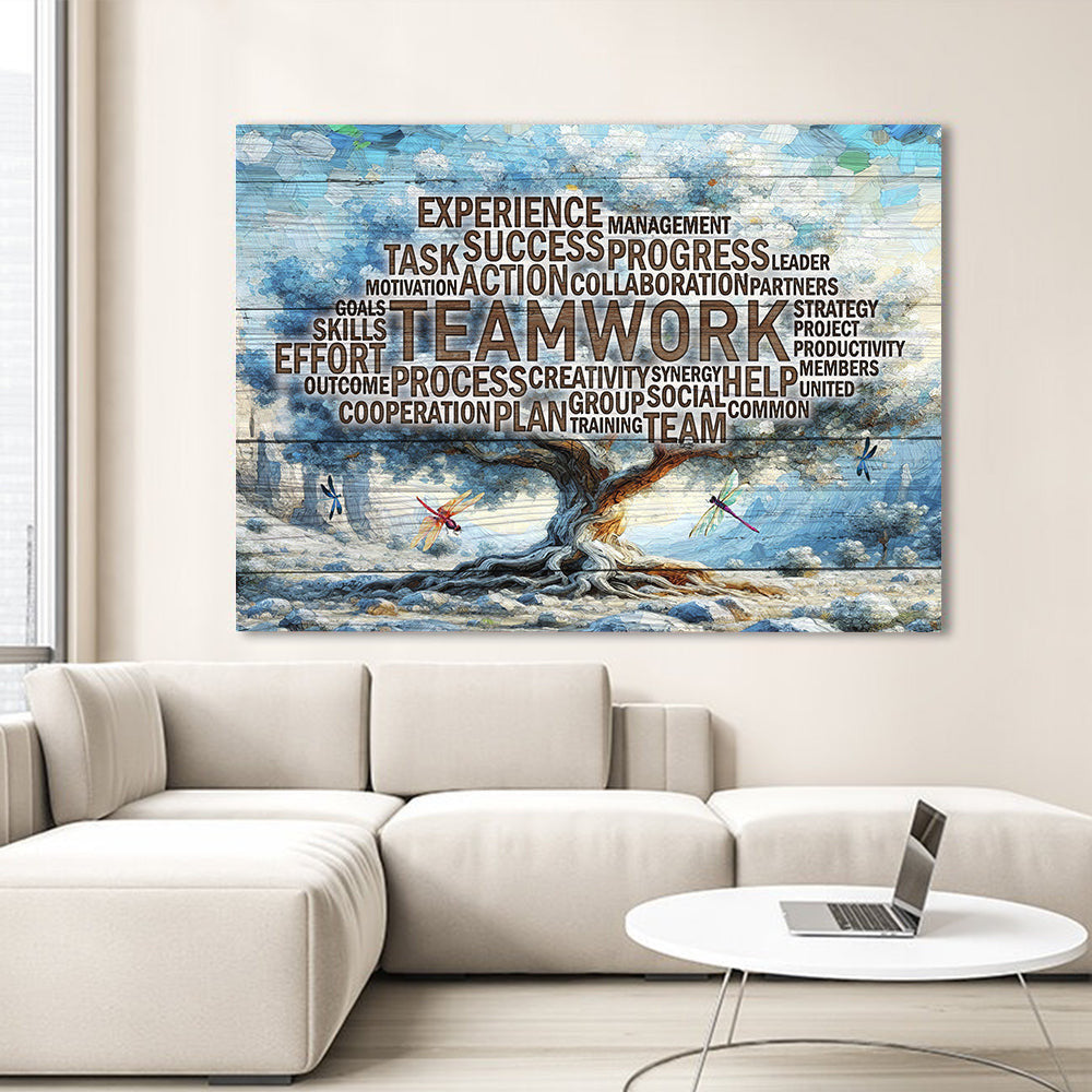 Teamwork Tree Office Canvas Wall Art – Motivational Office Decor