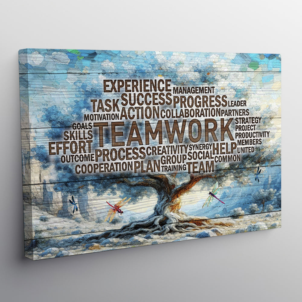 Teamwork Tree Office Canvas Wall Art – Motivational Office Decor