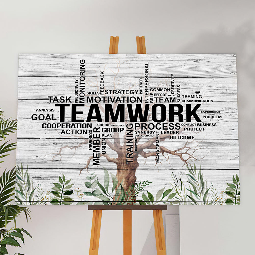 Teamwork Tree Task Motivation Team Canvas Wall Art – Motivational Office Decor