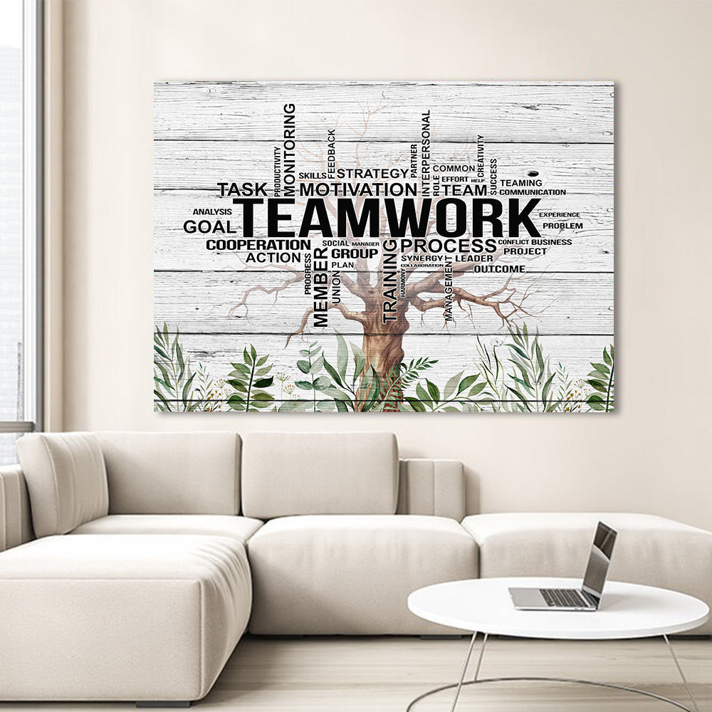 Teamwork Tree Task Motivation Team Canvas Wall Art – Motivational Office Decor