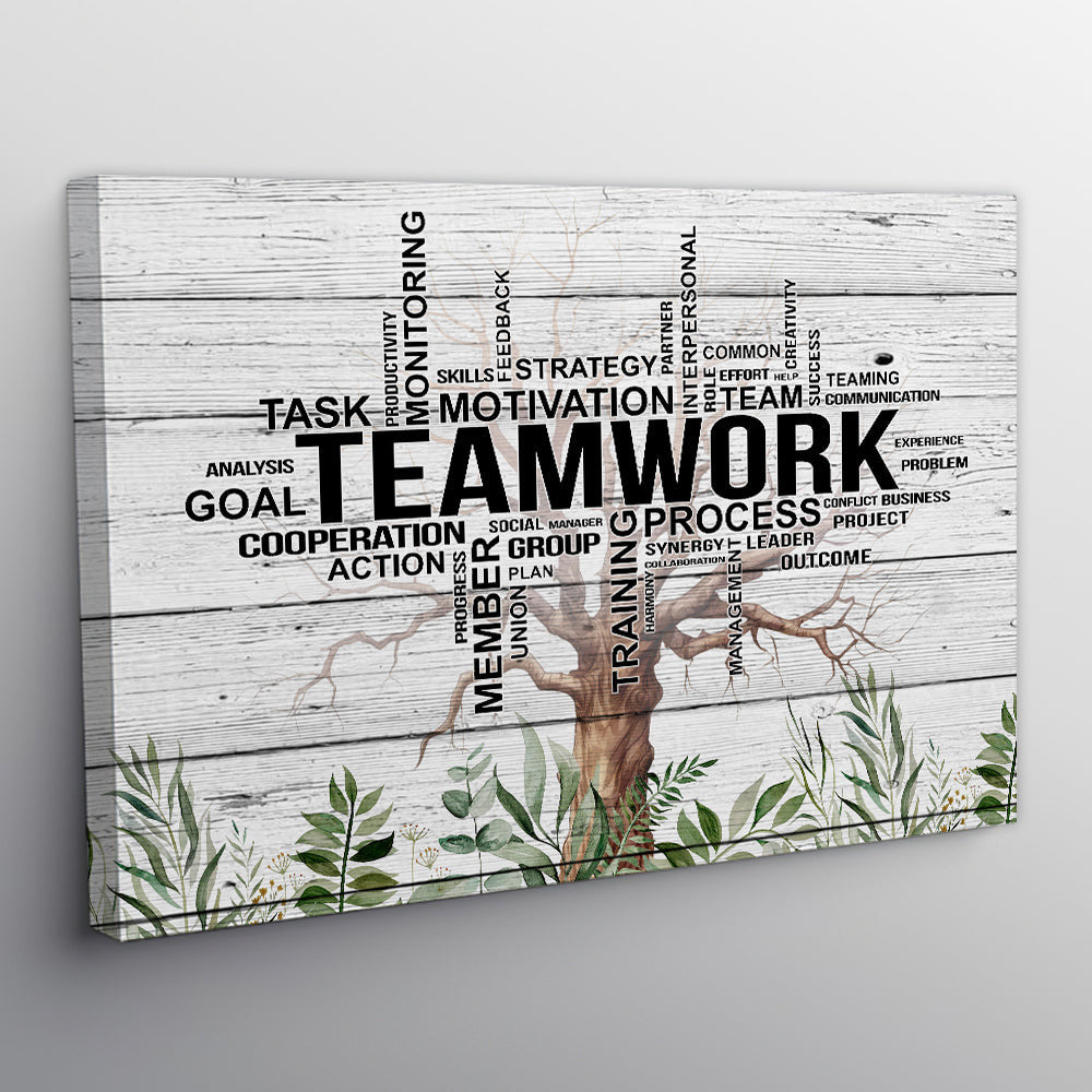 Teamwork Tree Task Motivation Team Canvas Wall Art – Motivational Office Decor