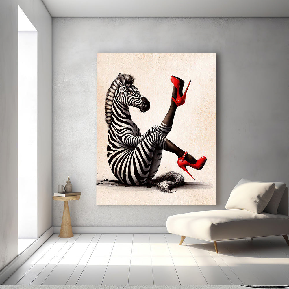 The Curvaceous Zebra Funny Canvas Wall Art – Funny Animal Wall Art