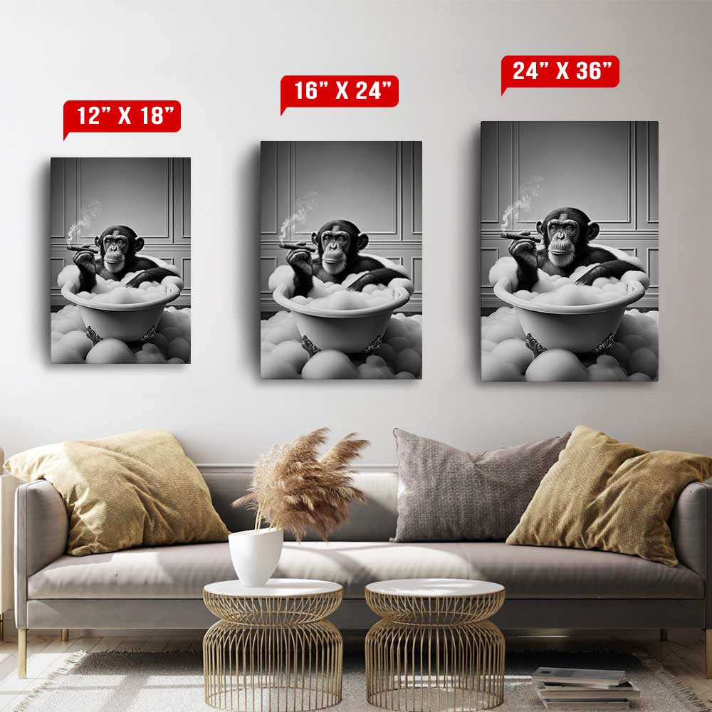 Wash Your Monkey Canvas Wall Art – Funny Bathroom Decor