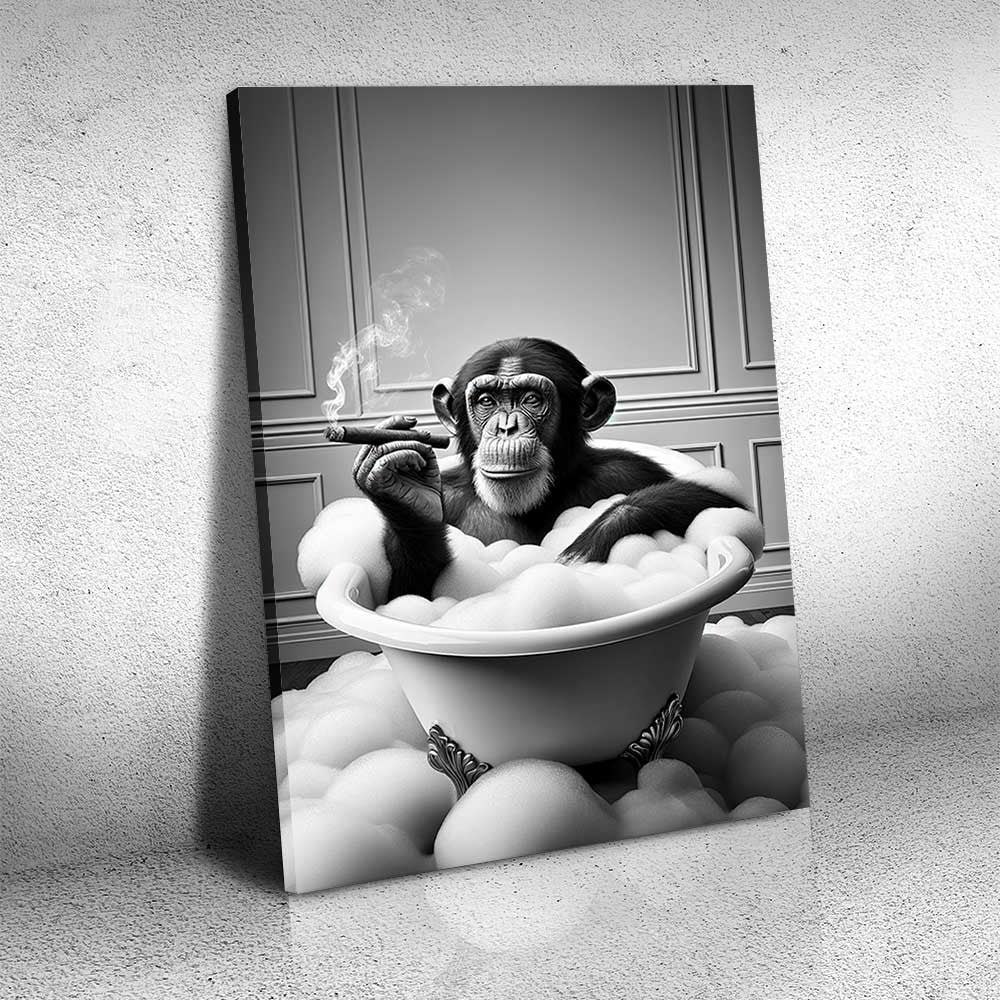 Wash Your Monkey Canvas Wall Art – Funny Bathroom Decor