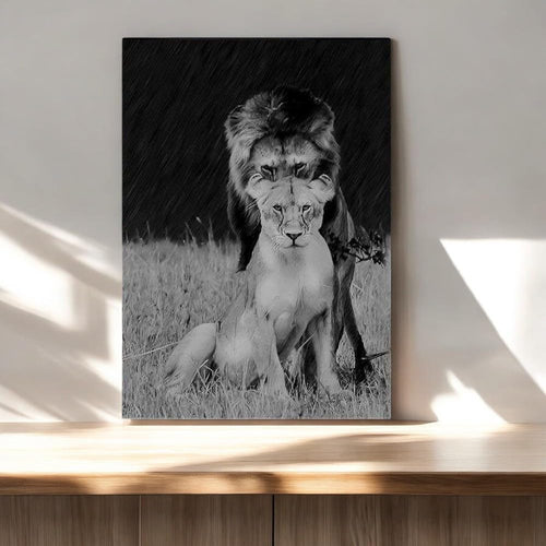 Lion Love Couple Canvas Wall Art – Couple Gift