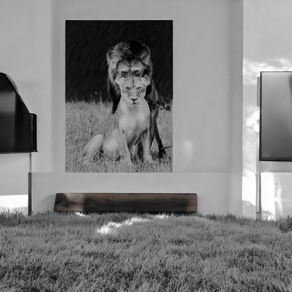Lion Love Couple Canvas Wall Art – Couple Gift