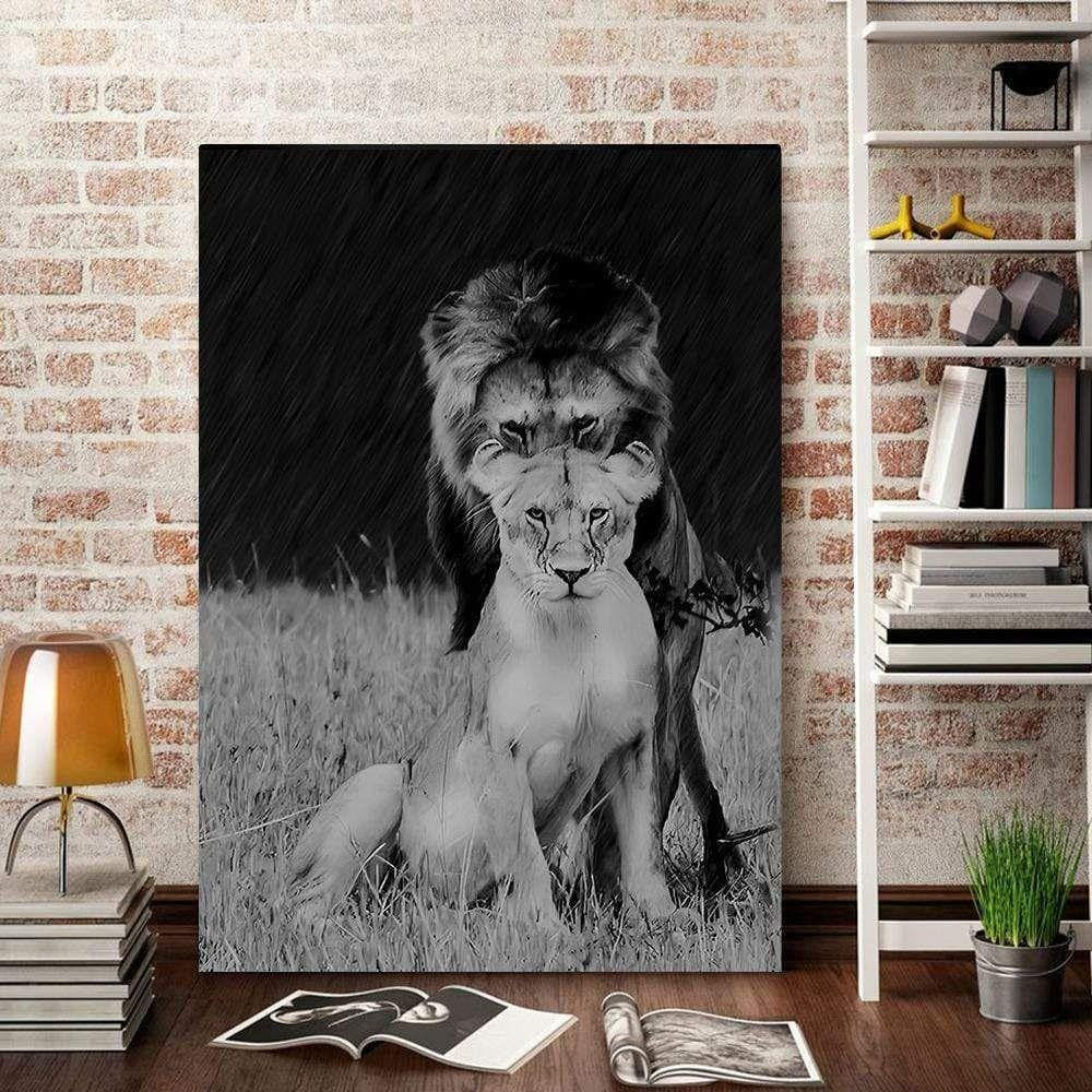 Lion Love Couple Canvas Wall Art – Couple Gift