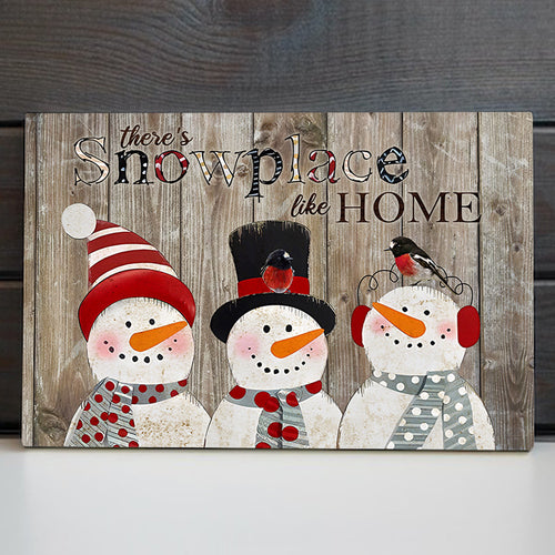 There's Snowplace Like Home Vintage Canvas Wall Art – Christmas Decor