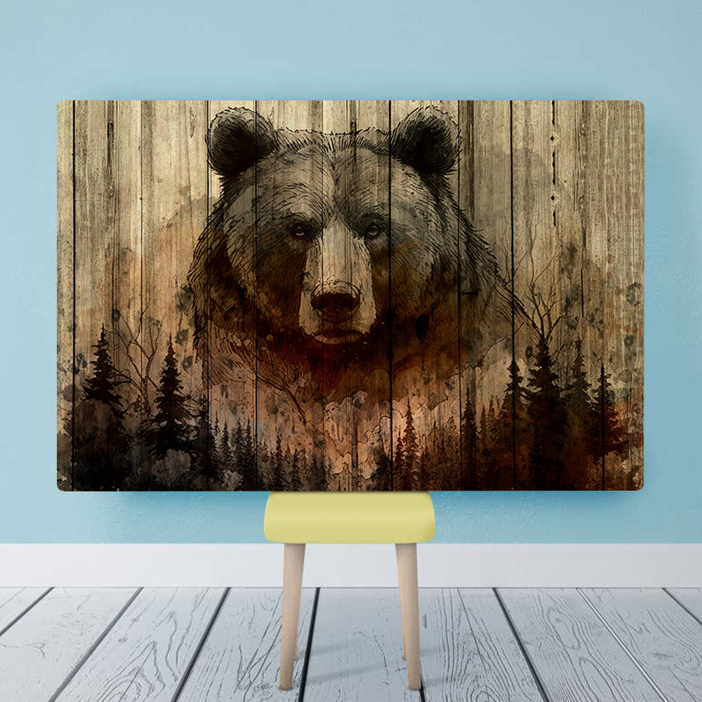 Woodland Bear Rustic Canvas Wall Art – Rustic Cabin Decor