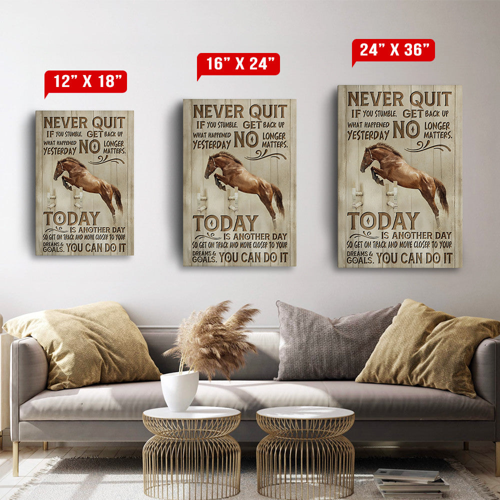 Horse Never Quit You Can Do It Canvas Wall Art – Motivational Horse, Motivational Office Decor