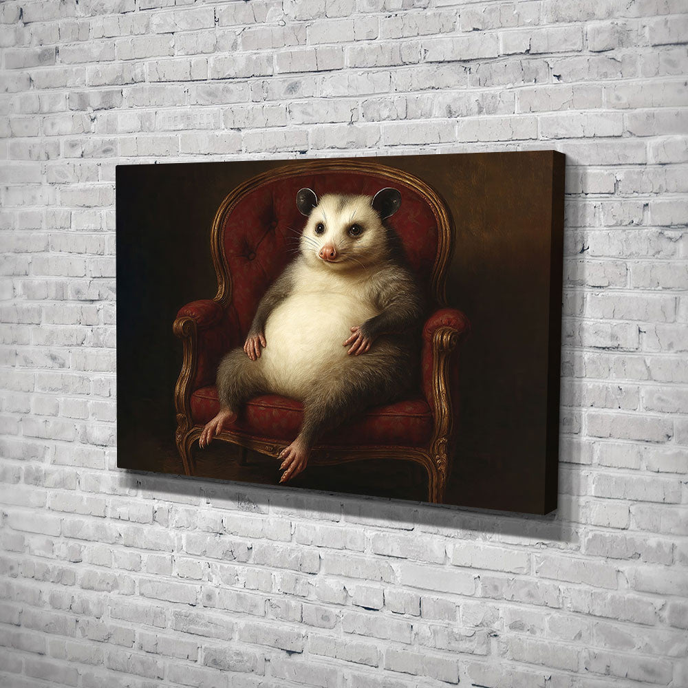Opossums Lounging on Sofa Canvas Wall Art – Funny Animal Wall Art