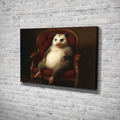 Opossums Lounging on Sofa Canvas Wall Art – Funny Animal Wall Art