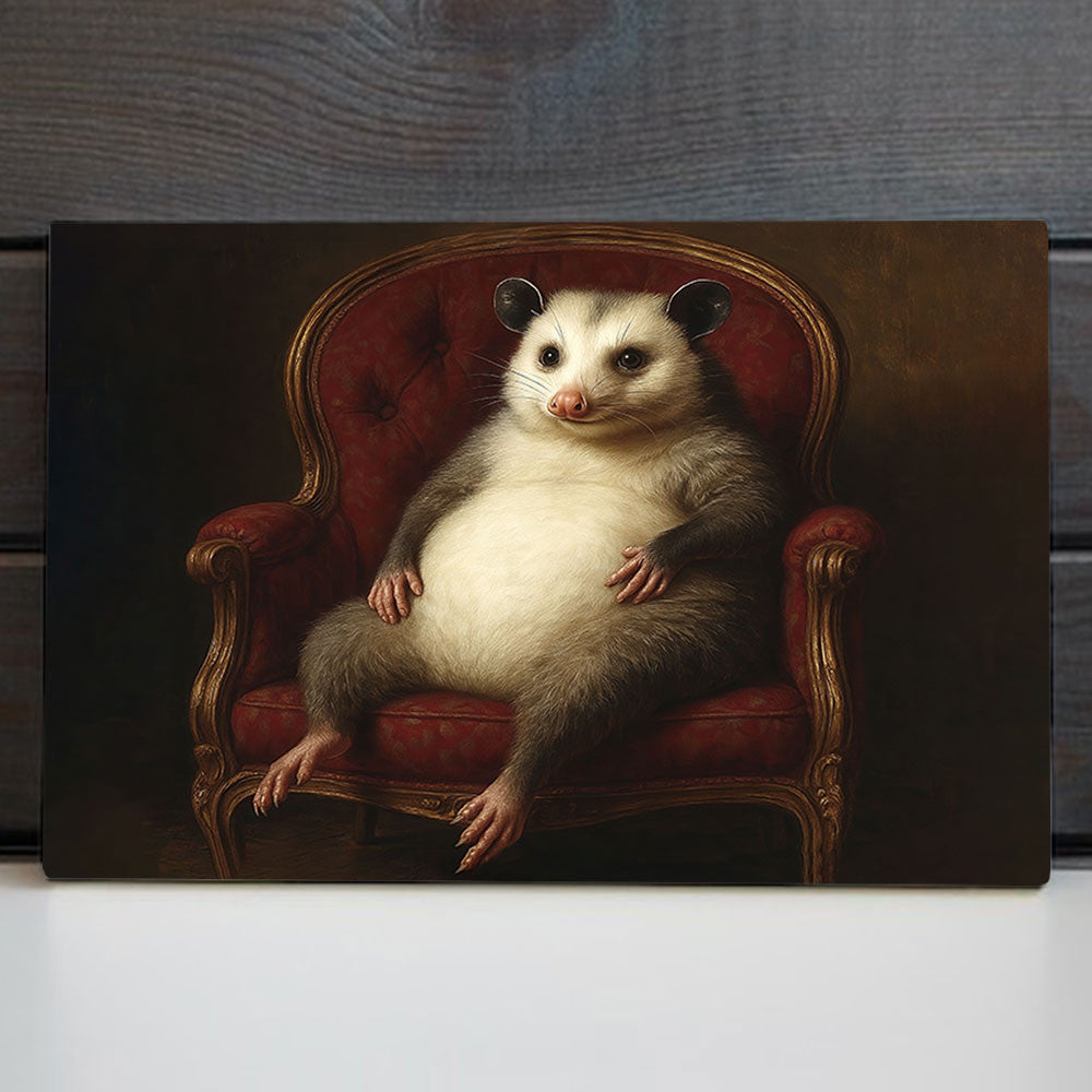Opossums Lounging on Sofa Canvas Wall Art – Funny Animal Wall Art