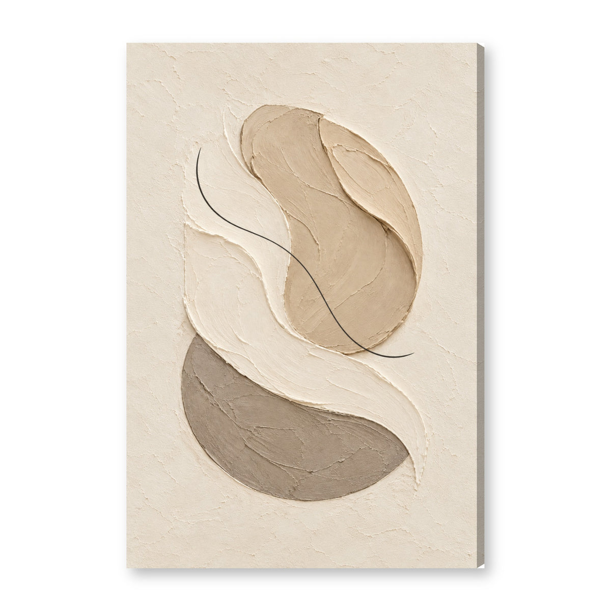 Neutral textured abstract canvas wall art on white background