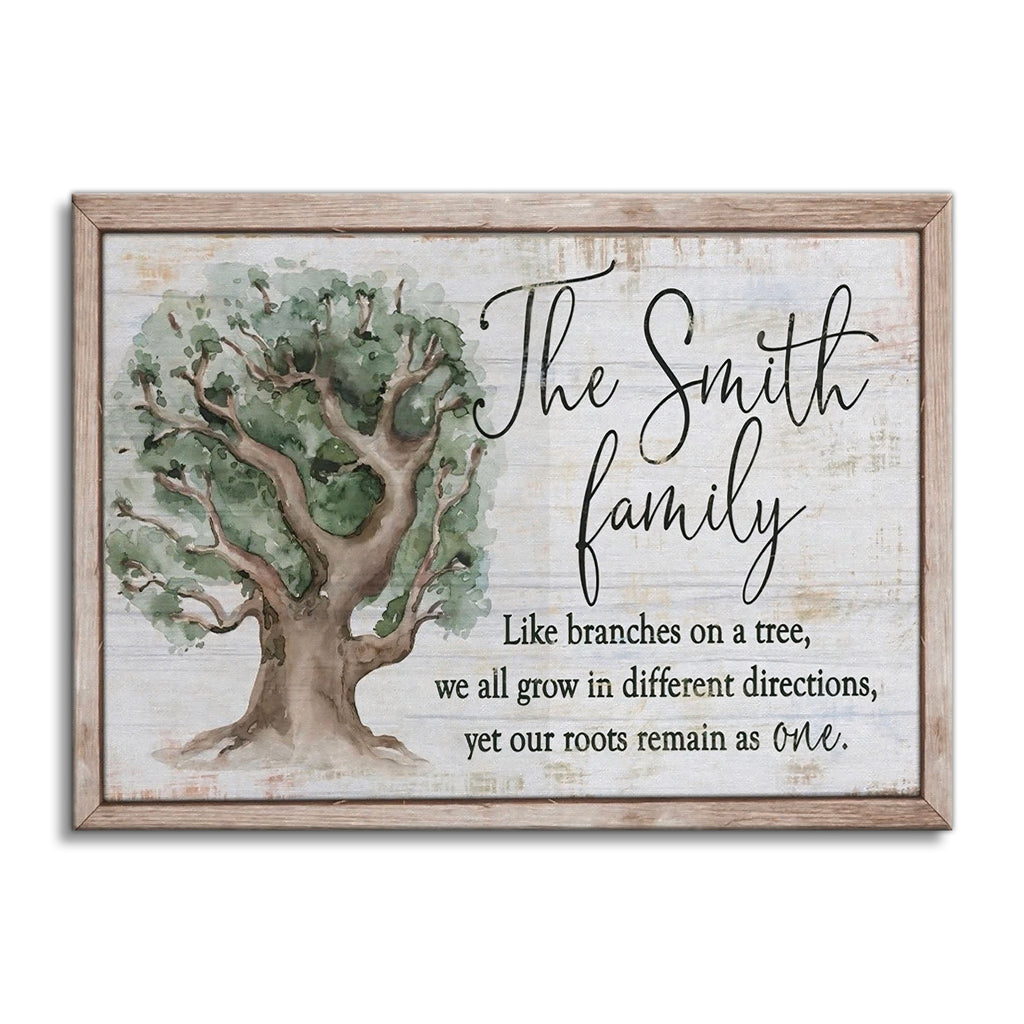 Personalized Family Roots Remain As One Canvas – Custom Surname Tree