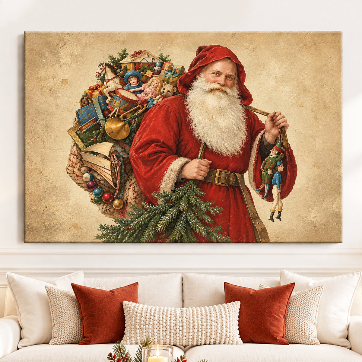 Vintage Santa With Toy Sack and Evergreen Branch — Vintage-Santa-With-Toy-Sack-and-Evergreen-Branch-mk--11.jpg