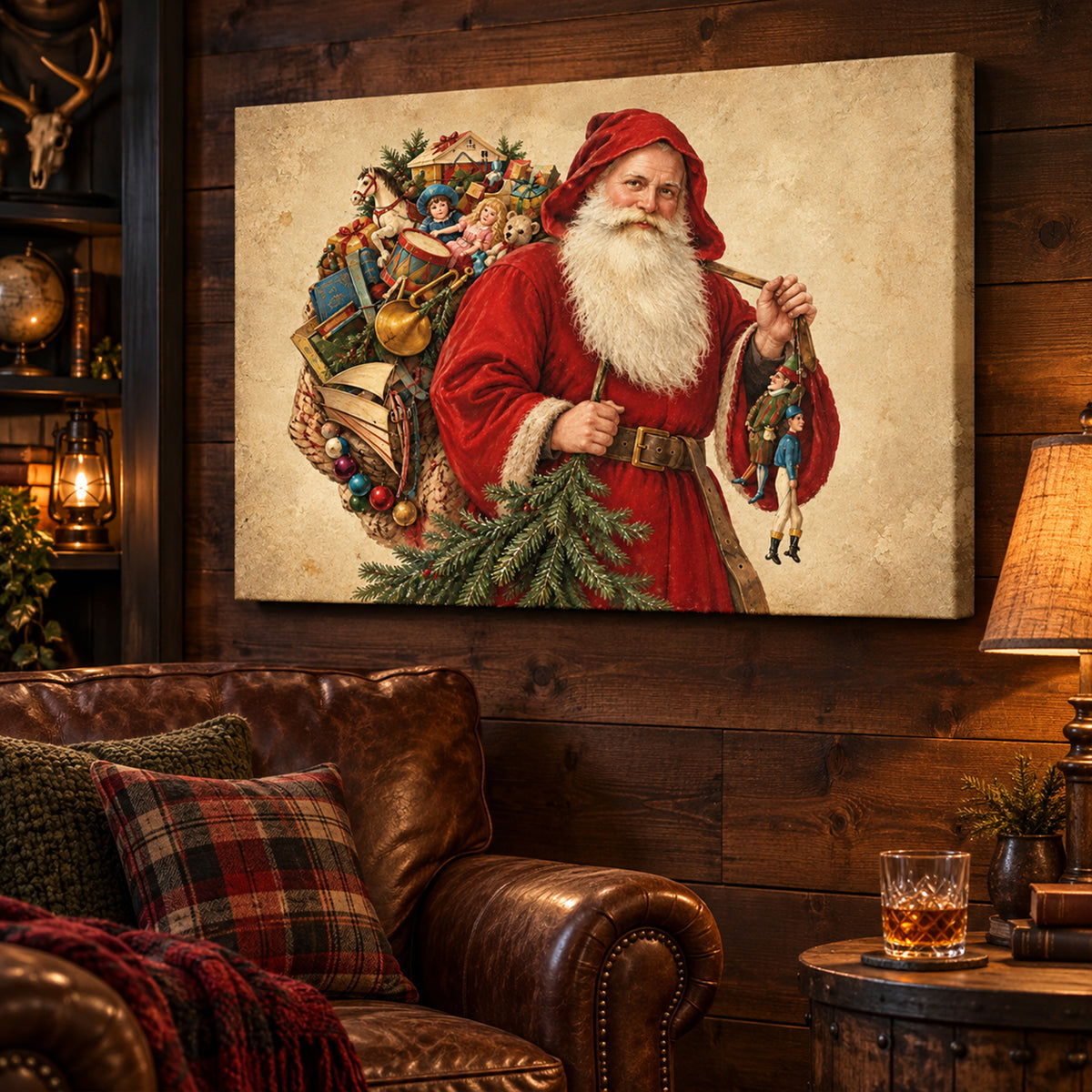 Vintage Santa With Toy Sack and Evergreen Branch — Vintage-Santa-With-Toy-Sack-and-Evergreen-Branch-mk-4.jpg