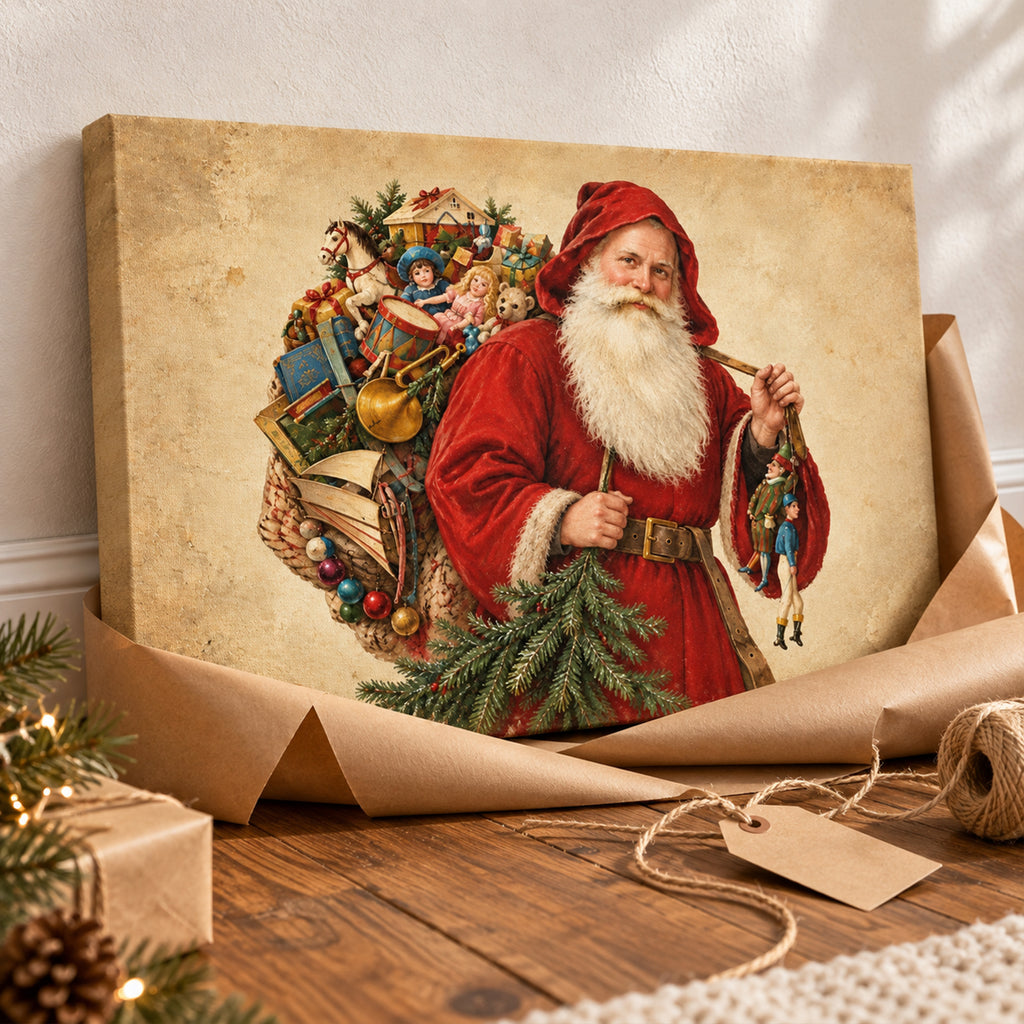 Vintage Santa With Toy Sack and Evergreen Branch — Vintage-Santa-With-Toy-Sack-and-Evergreen-Branch-mk-7.jpg