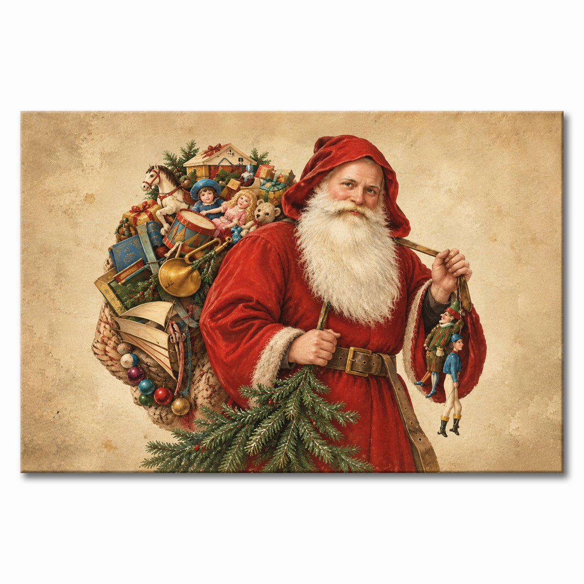 Vintage Santa Claus Wall Art, Old World Father Christmas Print, Canvas or Poster