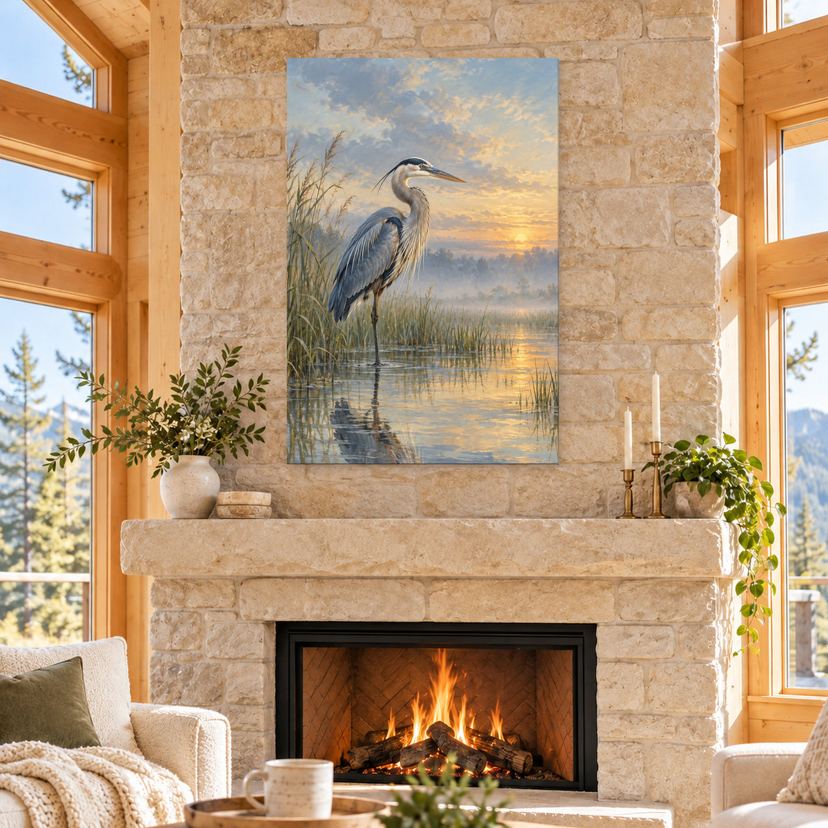Great Blue Heron Oil Painting - 04-cabin.jpg
