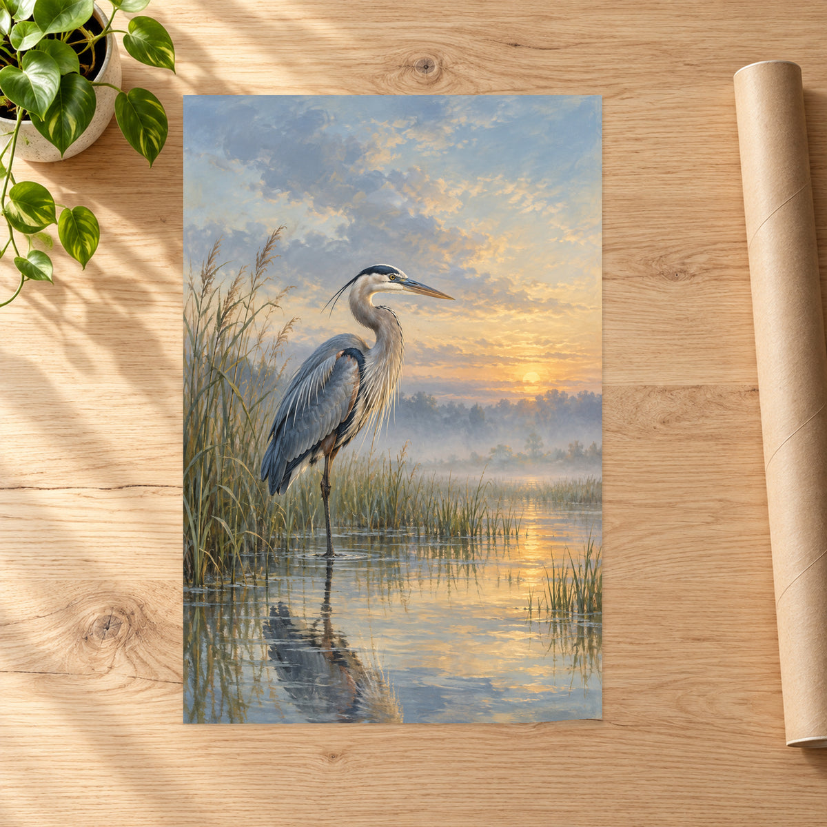 Great Blue Heron Oil Painting - 07-poster.jpg