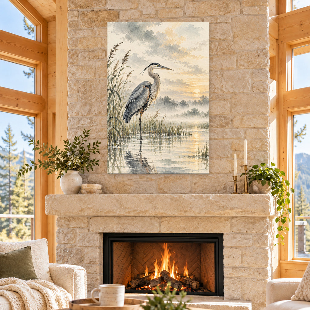Great Blue Heron Sumi-e - 04-cabin.jpg