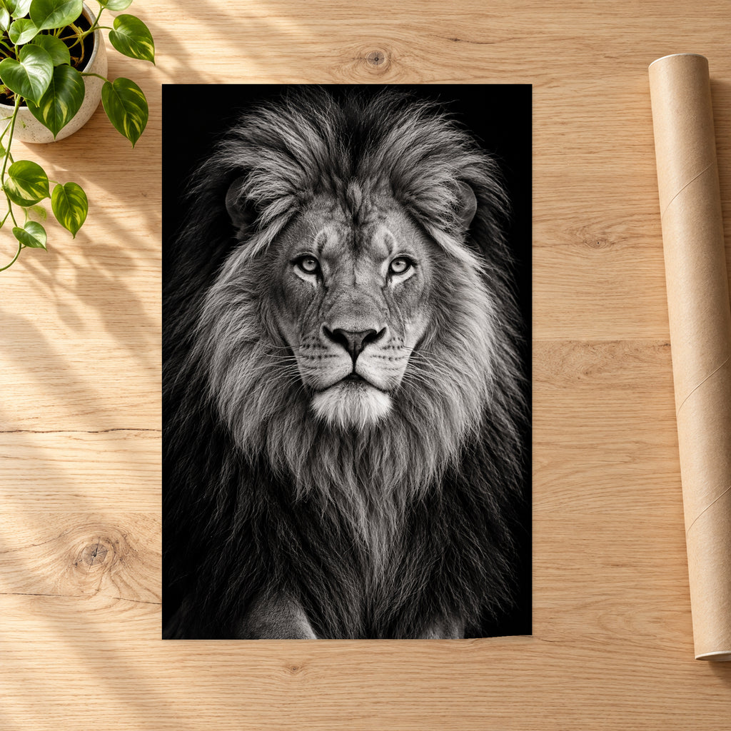 Black and White Lion Portrait - 07-poster.jpg