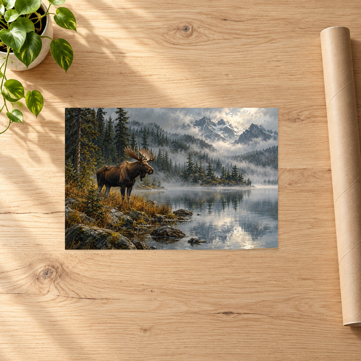 Moose by a Misty Lake - 07-poster.jpg