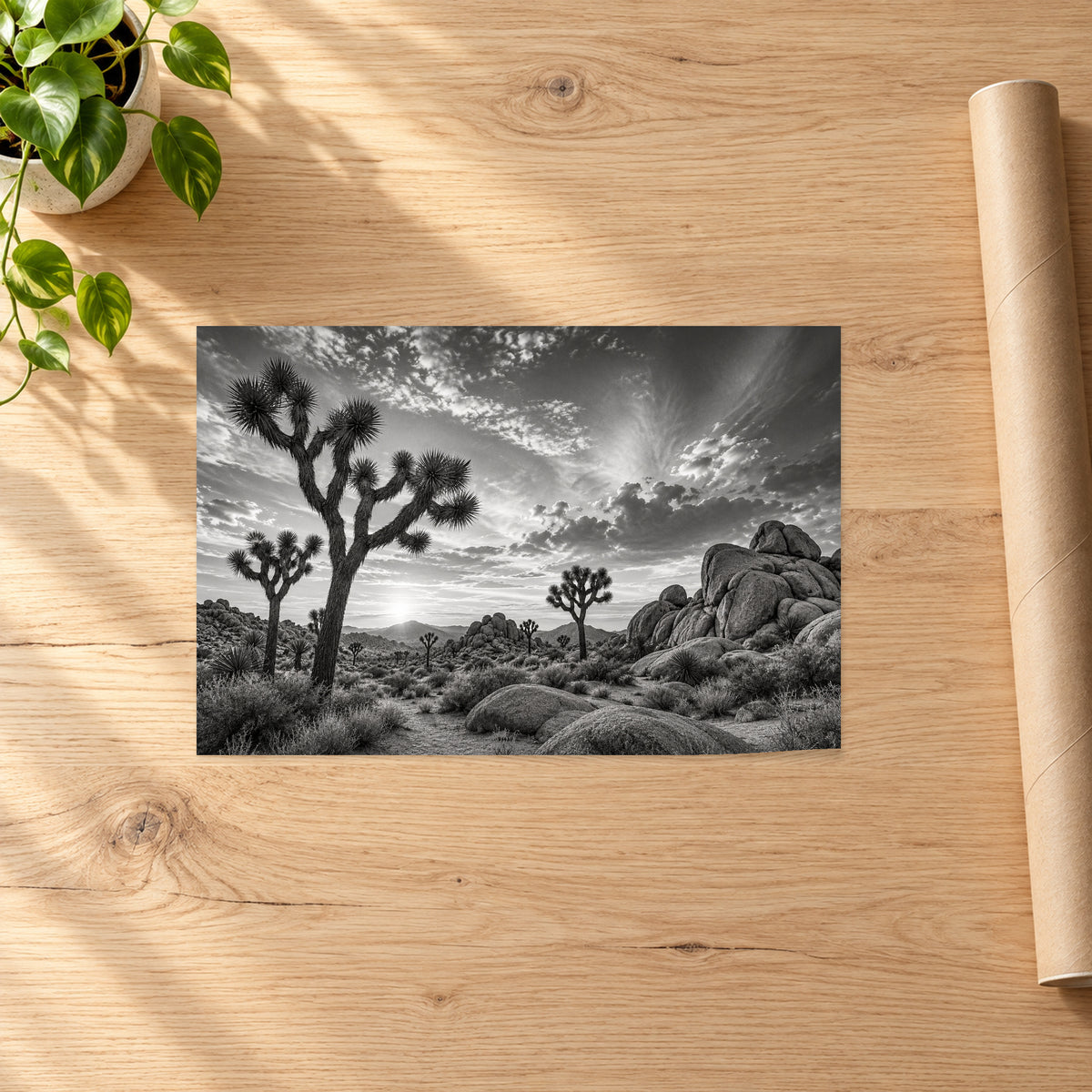 Joshua Tree Black and White Landscape - 07-poster.jpg
