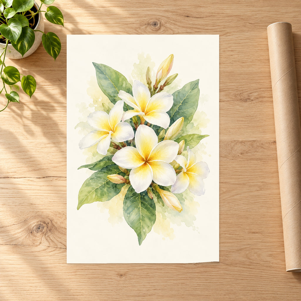 Watercolor Plumeria Flowers - 07-poster.jpg