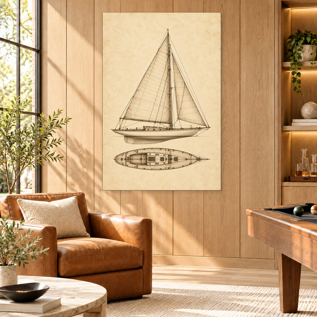 Sepia Sailboat Blueprint - 03-man-cave.jpg