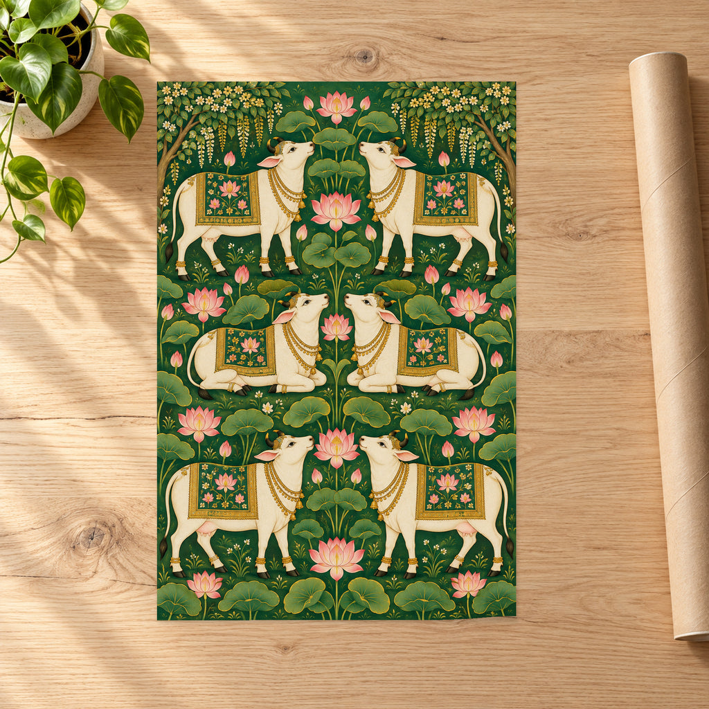 Pichwai White Cow and Lotus - 07-poster.jpg