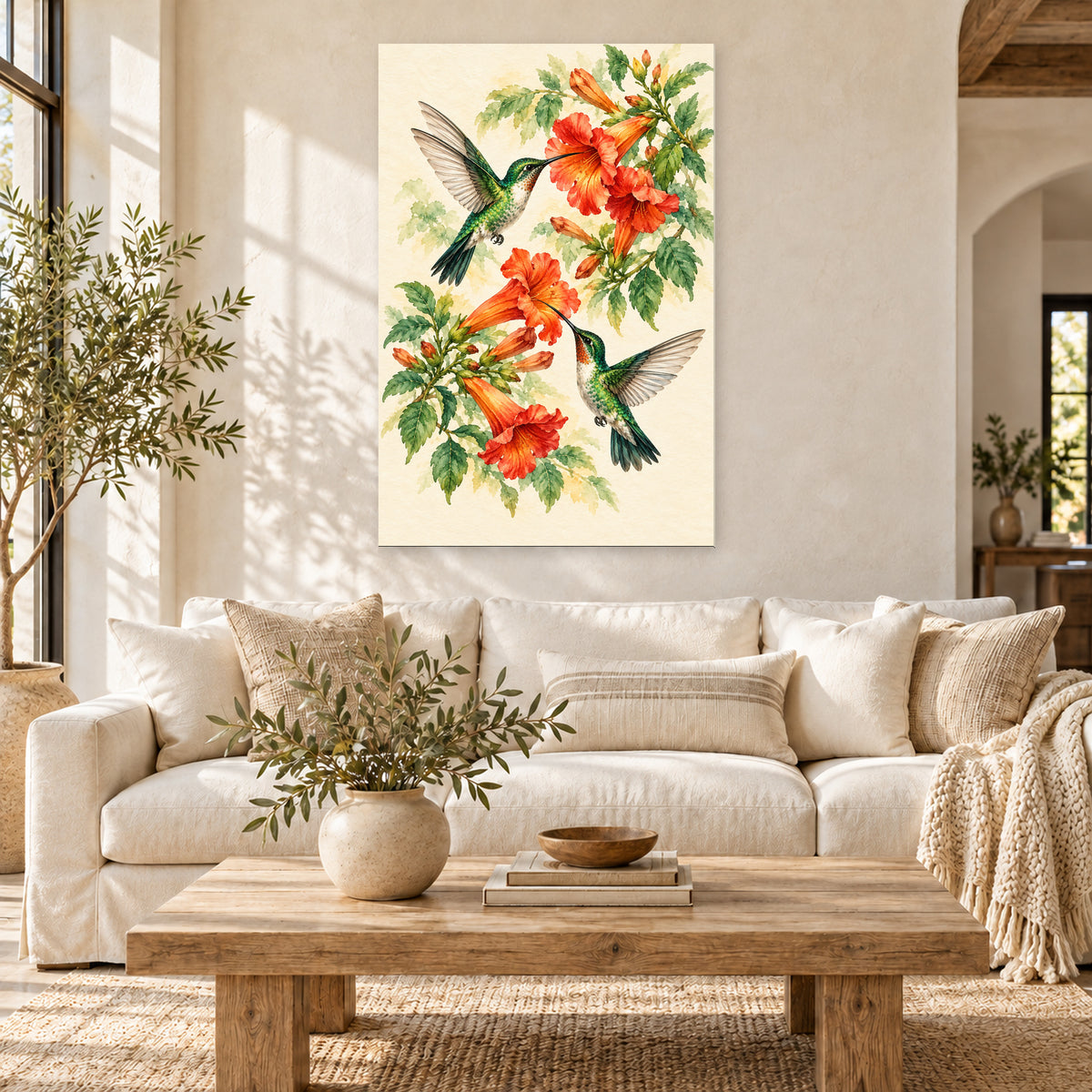 Hummingbird and Red Trumpet Flowers - 01-hero.jpg
