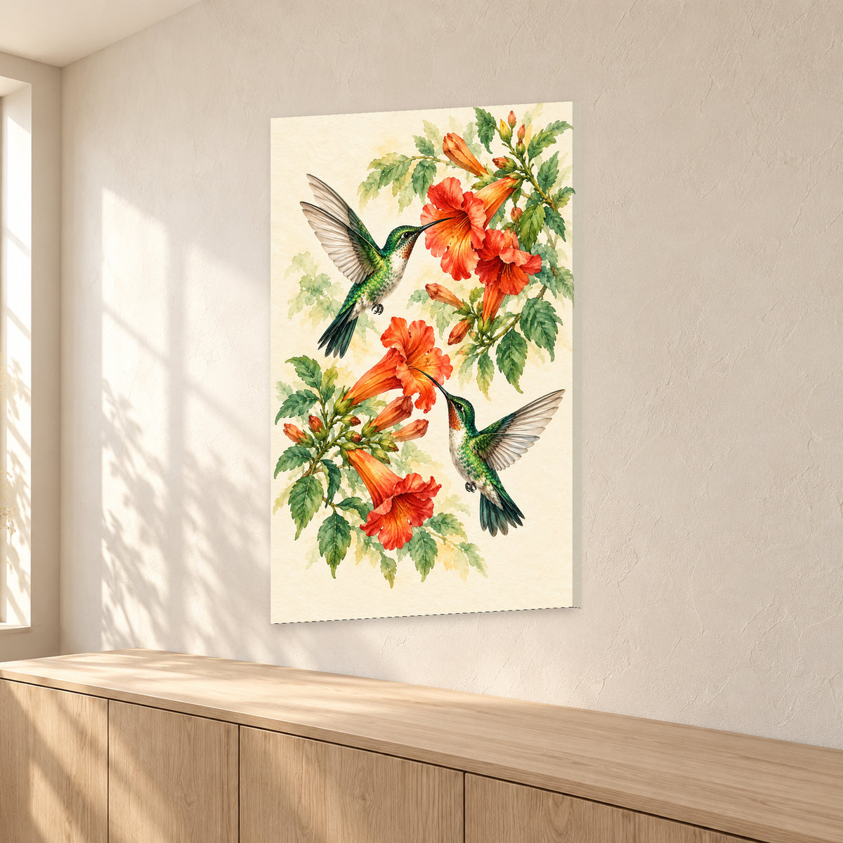 Hummingbird and Red Trumpet Flowers - 02-angle.jpg