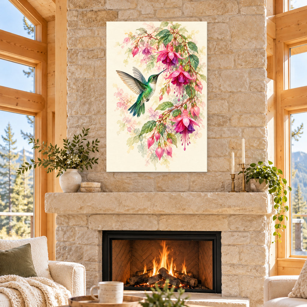 Hummingbird and Fuchsia Flowers - 04-cabin.jpg
