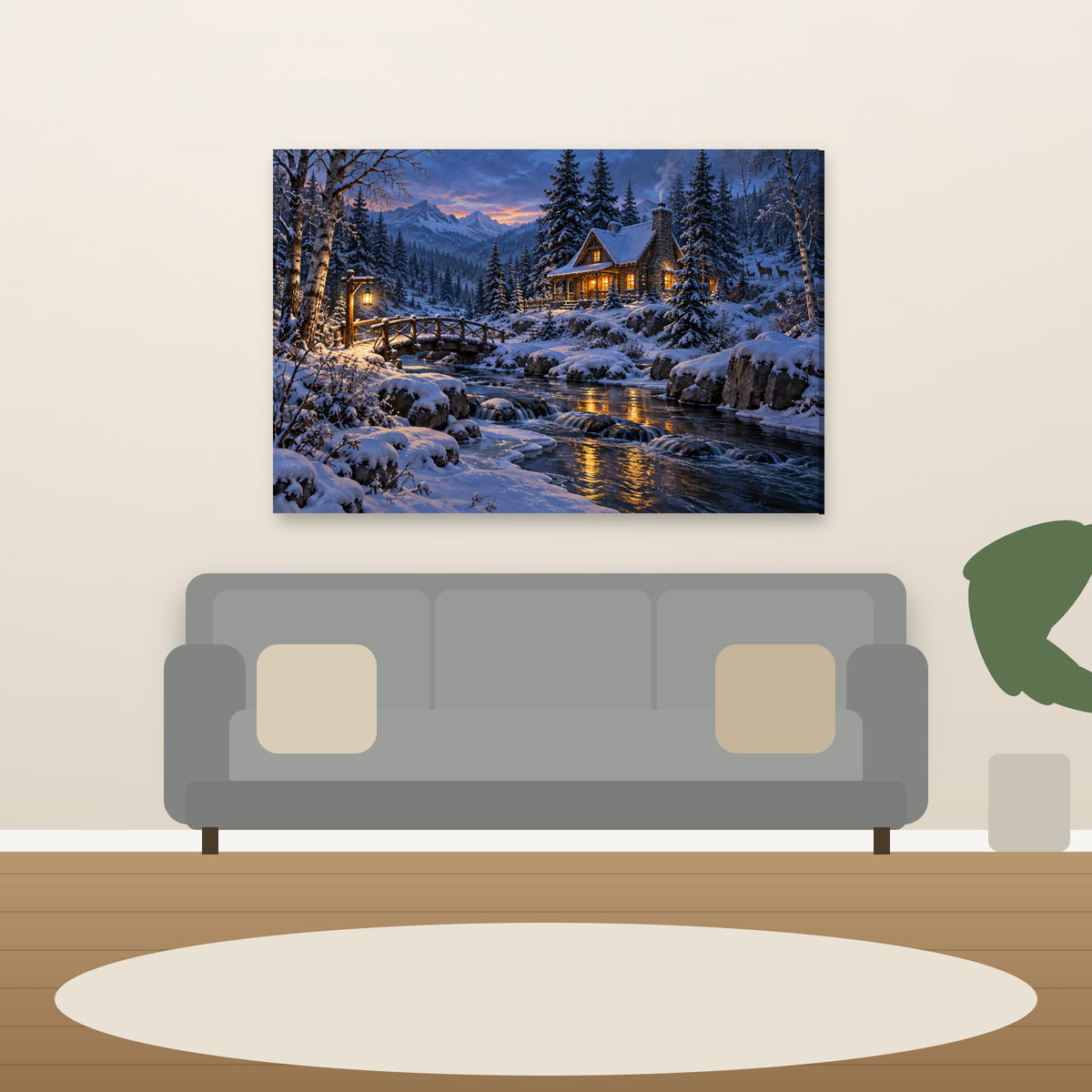 XM27 Wall art above sofa in living room