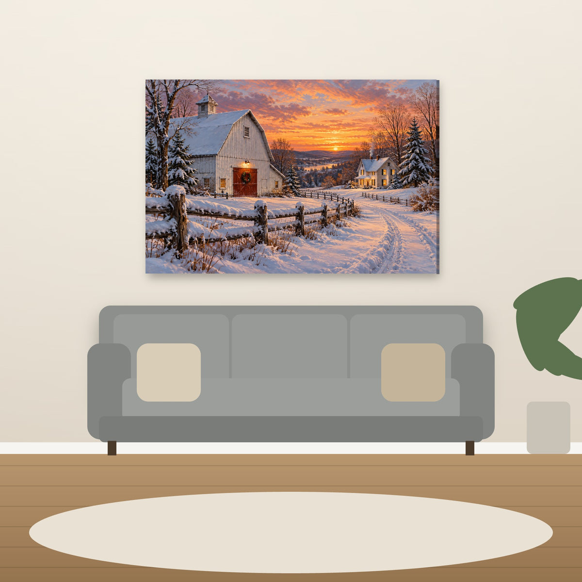 XM35 Wall art above sofa in living room