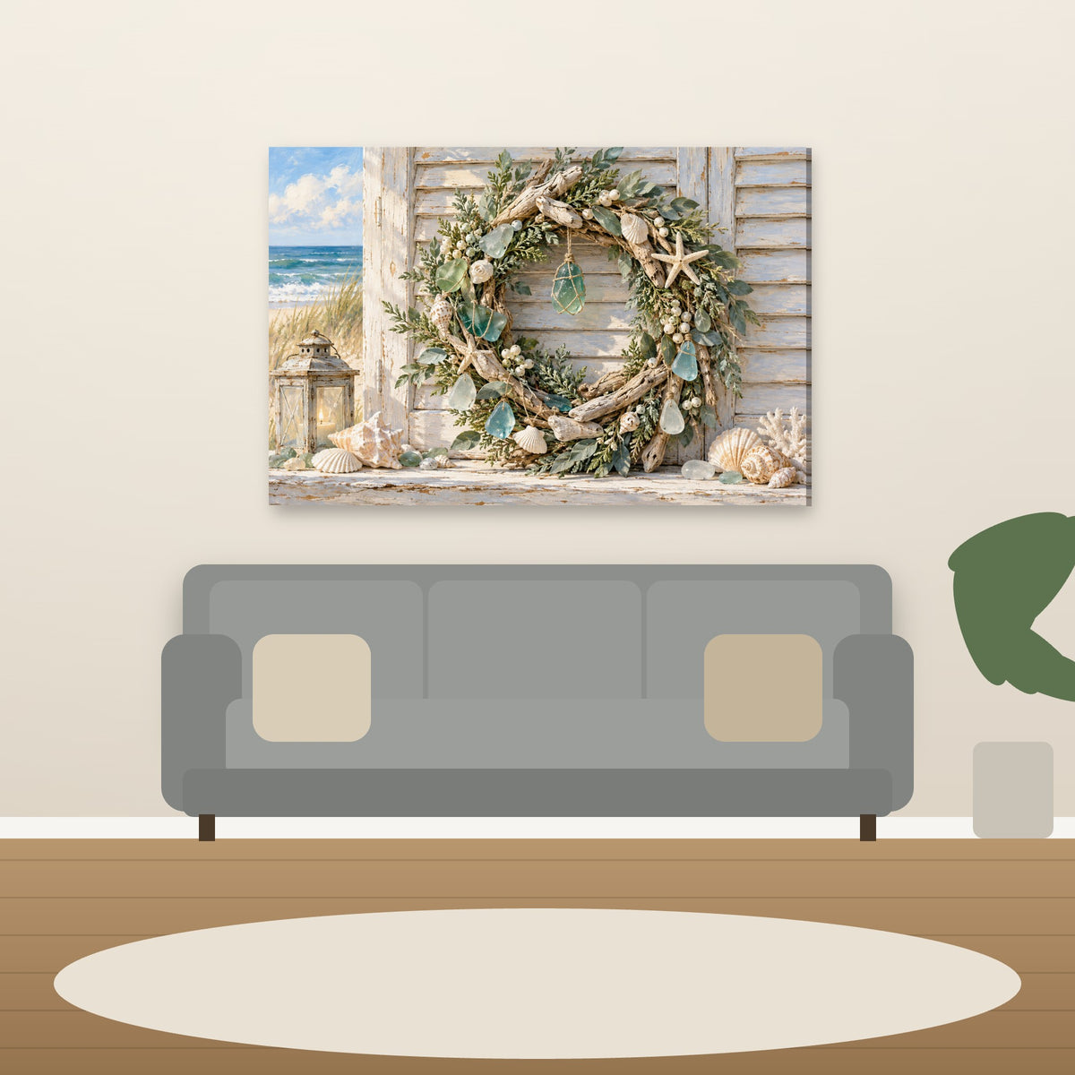 XM40 Wall art above sofa in living room