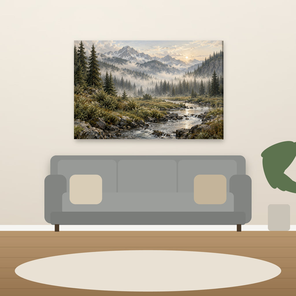 XM47 Wall art above sofa in living room