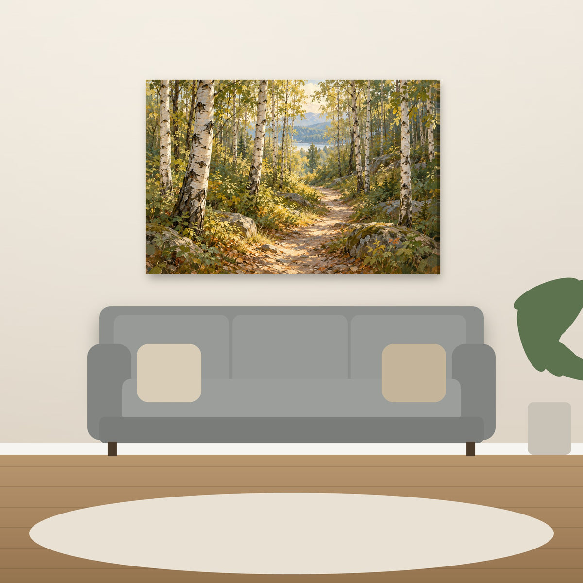 XM48 Wall art above sofa in living room