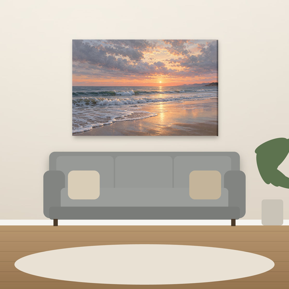 XM50 Wall art above sofa in living room