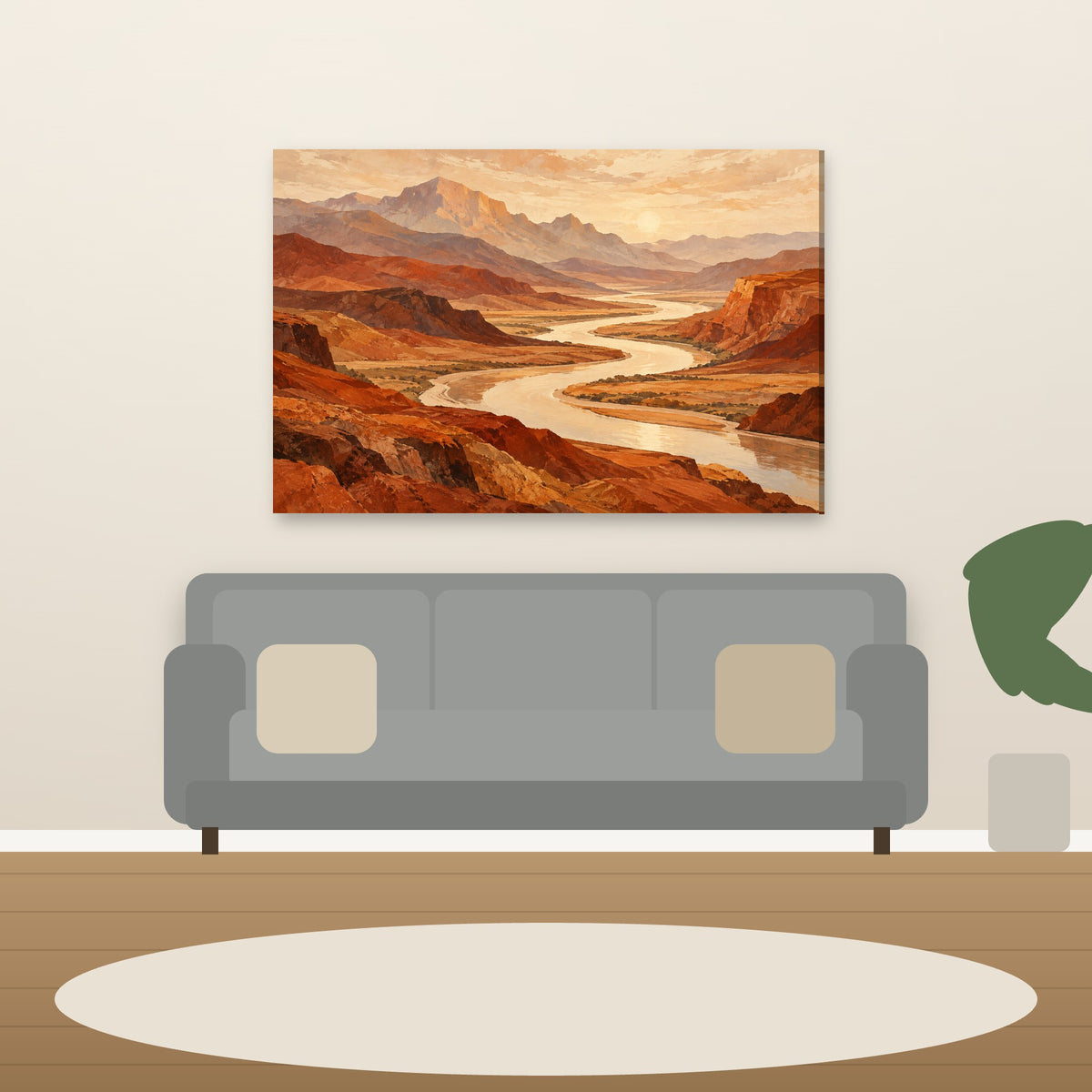 XM52 Wall art above sofa in living room