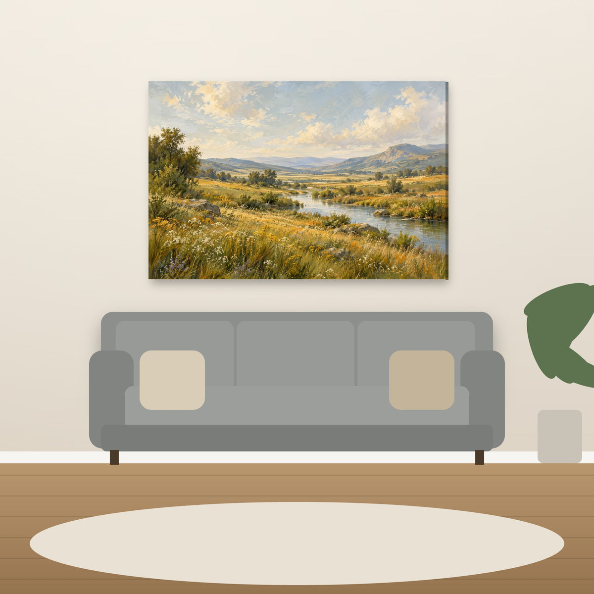 XM53 Wall art above sofa in living room