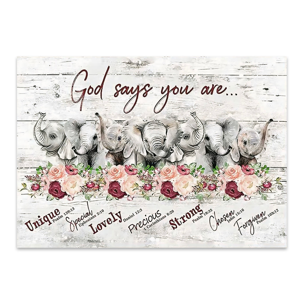 Elephant God Says You Are Canvas Wall Art – Christian Encouragement