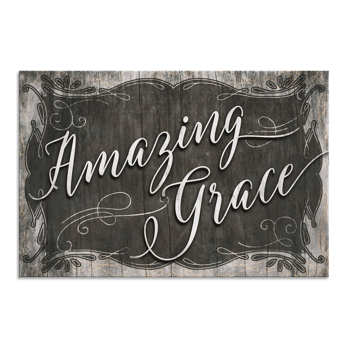 Amazing Grace Rustic Canvas Wall Art – Christian Farmhouse Decor